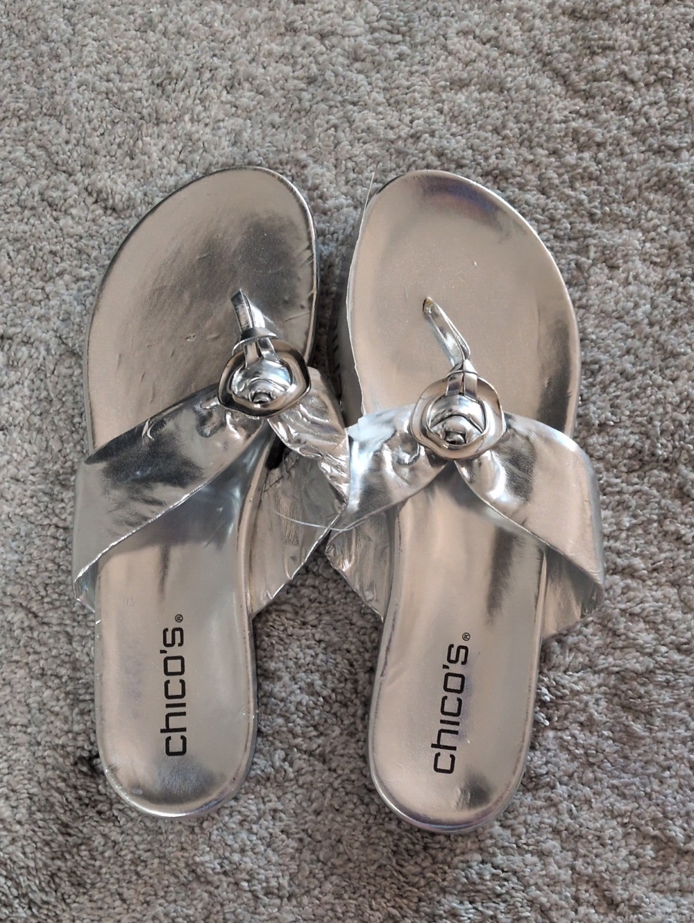 NWT Chico's Basic Sandal Silver Size 8